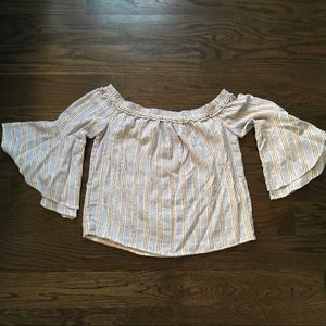 Lucky Brand Blue Bell Sleeve Top Size Small